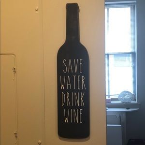 Fun bar sign! Save water drink wine. New condition
